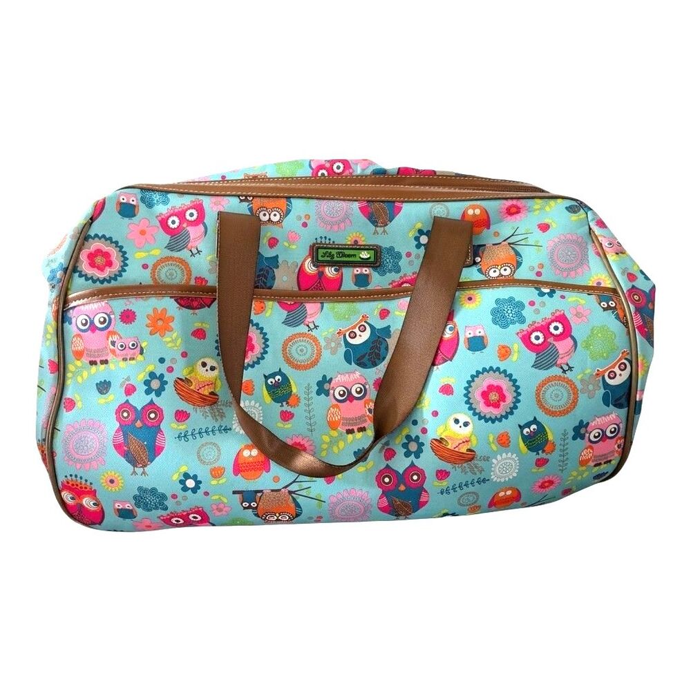 LILY BLOOM Wheeled Frame Duffel Bag Carry on LUGGAGE Owl Always Love You Pattern